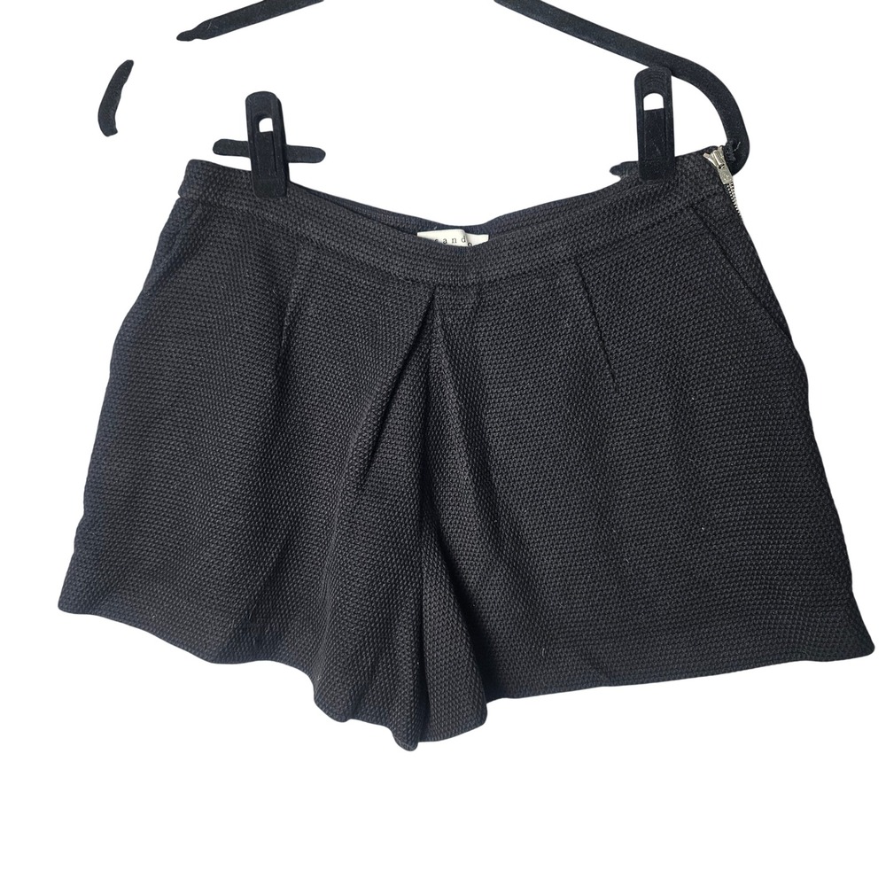 Sandro Paris Womens Textured Pleated Shorts FR40 US8 Black Tailored Quiet Luxury